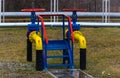 Poltava, Ukraine - February 3, 2023: Pipes, taps and a valve for shutting off gas supply at a gas compressor station