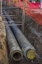 Pipes in trench, industrial pipeline 2