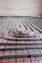 Underfloor heating system installation in new house Royalty Free Stock Photo