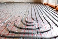 Underfloor heating system installation in new house Royalty Free Stock Photo