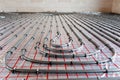 Underfloor heating system installation in new house Royalty Free Stock Photo