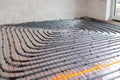 Underfloor heating system installation in new house Royalty Free Stock Photo