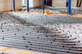 Underfloor heating system installation in new house Royalty Free Stock Photo
