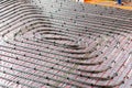 Underfloor heating system installation in new house Royalty Free Stock Photo