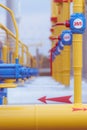 Pipes and valves on the gas station. Royalty Free Stock Photo