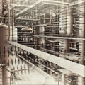 Pipes And Ventilation System Inside An Industrial Building Royalty Free Stock Photo