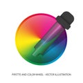 Pipette With Color Wheel - Detailed 3D Color Picker - Vector Illustration - Isolated On White Background Royalty Free Stock Photo