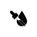 Pipette dropper crossed with a big drop. Vector illustrations and icon.
