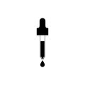 Pipette dropper icon with a drop. Vector illustration and silhouette.