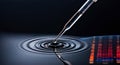 Pipette Dropping Liquid onto Water Surface with Ripples and Digital Data Reflection Royalty Free Stock Photo