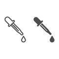 Pipette line and solid icon, Heath care concept, dropper sign on white background, Medicine dropper with droplet icon in