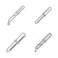 Pipette medical dropper icons set, outline style