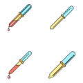 Pipette medical dropper icons set vector color