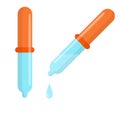 Pipette with orange tip. Water and medicine