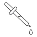 Pipette thin line icon, instrument and laboratory, dropper sign, vector graphics, a linear pattern on a white background