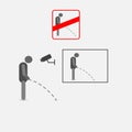 Public peeing prohibition sign with camera symbol Royalty Free Stock Photo