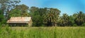 PIPINAS, PUNTA DE INDIO, BUENOS AIRES PROVINCE, ARGENTINA - Nov 15, 2013: Panorama of  the old abandoned railway station in Royalty Free Stock Photo