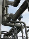 Piping on a biogas plant. Raw gas and effluent pipes Royalty Free Stock Photo