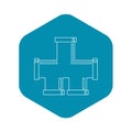 Piping connection icon, outline style