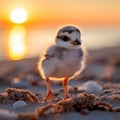 Ai Generated illustration Wildlife Concept of Piping Plover Chick