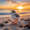 Ai Generated illustration Wildlife Concept of Piping Plover Chick