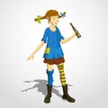 Pippi longstocking with spyglass