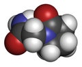 Piracetam nootropic drug molecule. Atoms are represented as spheres with conventional color coding: hydrogen (white), carbon (grey