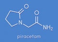 Piracetam nootropic drug molecule. Skeletal formula.