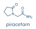 Piracetam nootropic drug molecule. Skeletal formula.