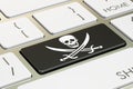 Piracy concept, on the computer keyboard. 3D rendering Royalty Free Stock Photo