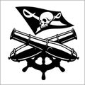 Piracy flag and crossed canon