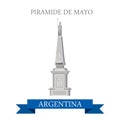 Piramide de Mayo Buenos Aires Argentina vector flat attraction