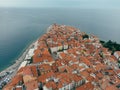 Piran Cape Madona Point, Aerial View, Slovenia Royalty Free Stock Photo