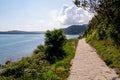 Piran - Scenic walking path between Fiesa and charming coastal town of Piran in Slovenian Istria Royalty Free Stock Photo