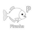 Piranha Alphabet ABC Isolated Coloring Page P