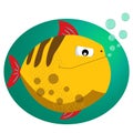 Piranha. Fish flat style vector illustration. Tropical fish, sea fish. Sea color flat design fish.