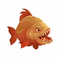 Piranha fish from South American rivers. animal species character mascot cartoon illustration vector Royalty Free Stock Photo