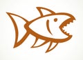 Piranha fish. Vector drawing icon
