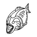 Piranha Icon. Doodle Hand Drawn or Outline Icon Style