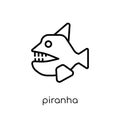 Piranha icon. Trendy modern flat linear vector Piranha icon on w