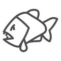 Piranha line icon, ocean concept, aggressive fish predator sign on white background, Piranha icon in outline style for Royalty Free Stock Photo