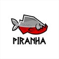 Piranha Logo Design Cartoon Fish Template Vector and Graphic Element