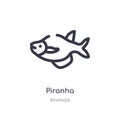 piranha outline icon. isolated line vector illustration from animals collection. editable thin stroke piranha icon on white