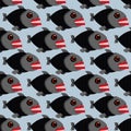 Piranha seamless pattern. Many bloodthirsty marine predators. Ma