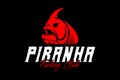 Piranha skeleton fish fishing logo on dark background. modern vintage rustic logo design. great to use as your any fishing Royalty Free Stock Photo