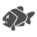 Piranha solid icon, ocean concept, aggressive fish predator sign on white background, Piranha icon in glyph style for Royalty Free Stock Photo