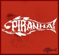 Piranha vector lettering with the shape of a fish