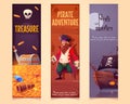 Pirate adventure vertical banners set, filibusters