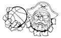 Pirate Basketball Ball Sports Mascot Cartoon Royalty Free Stock Photo