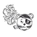 Pirate Bear head design on white background. vector illustration